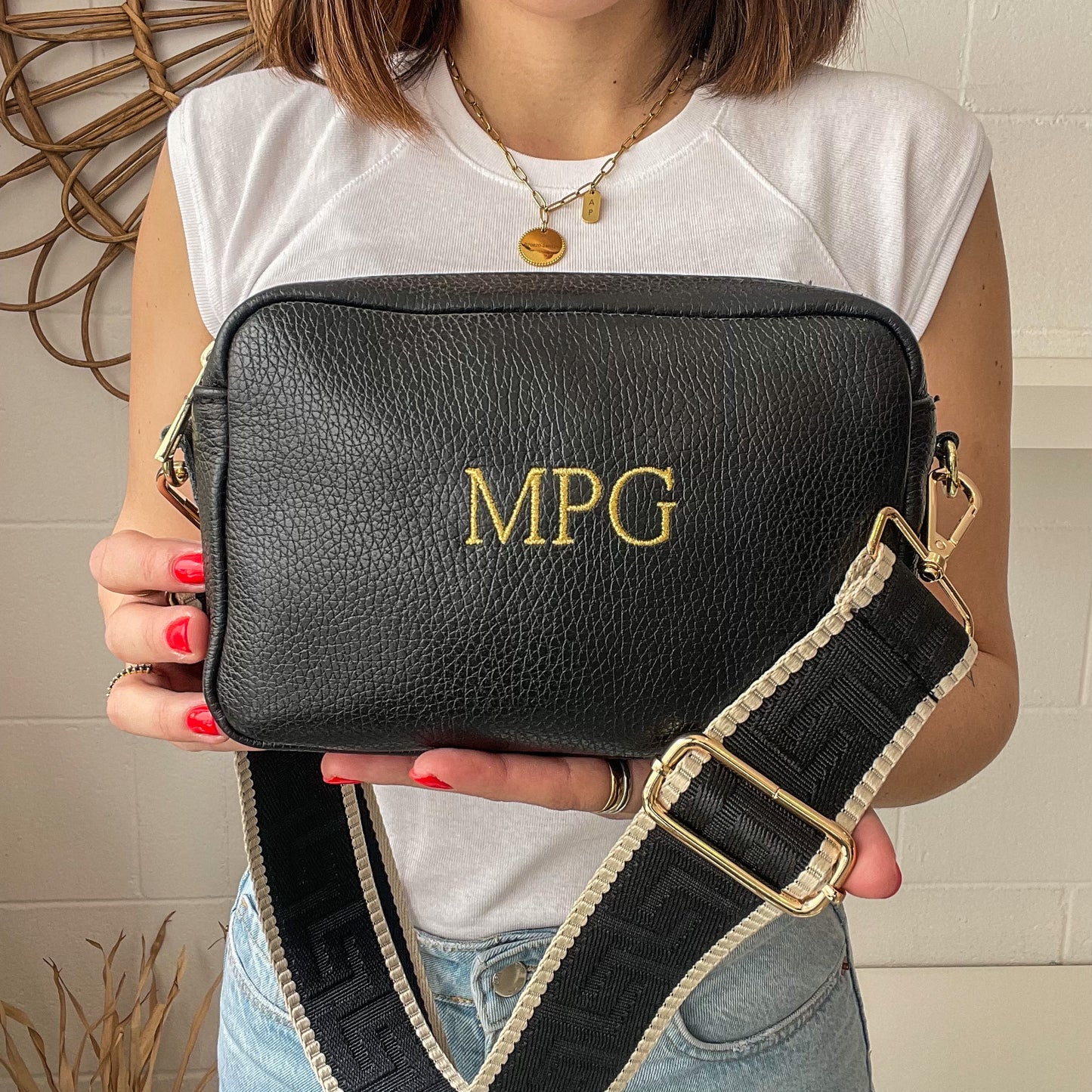 Bolso rectangular de piel personalizado - Color negro