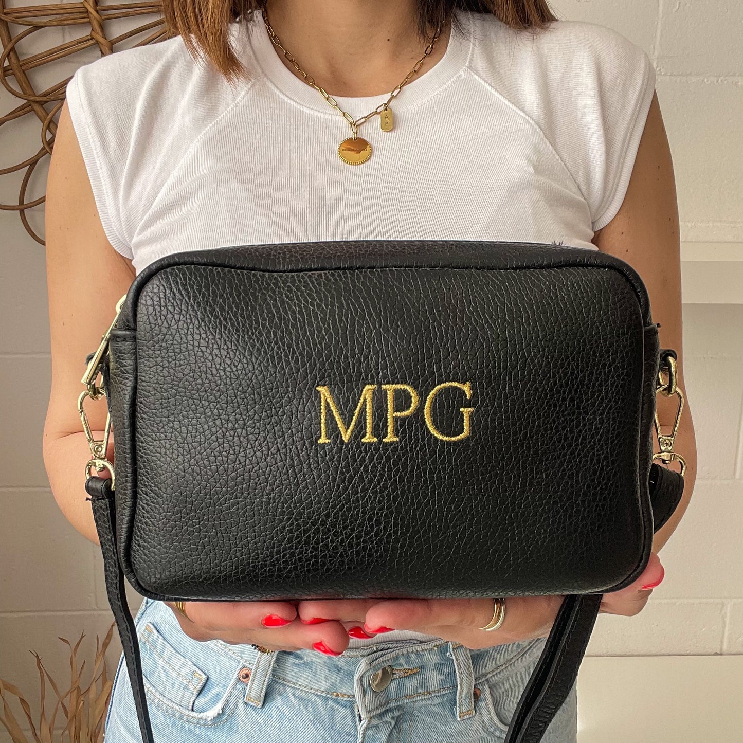 Bolso rectangular de piel personalizado - Color negro