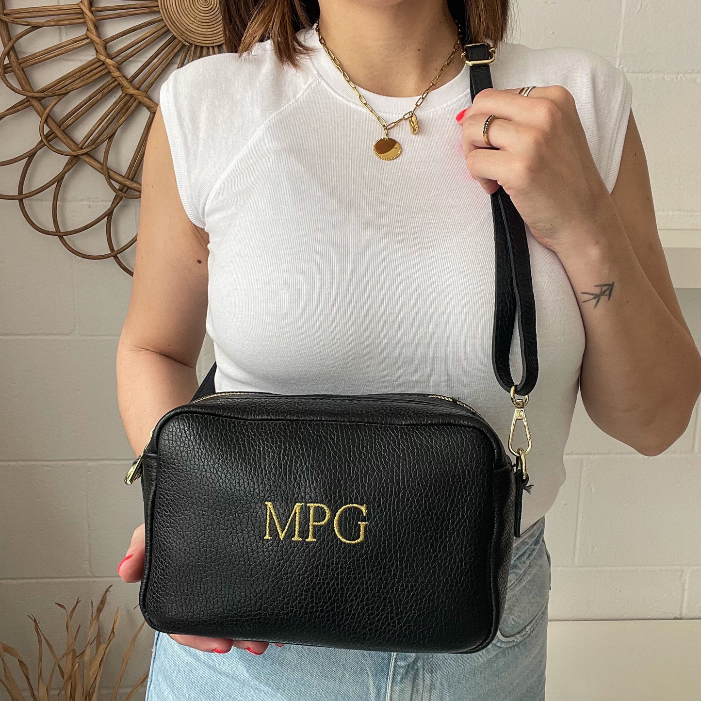 Bolso rectangular de piel personalizado - Color negro