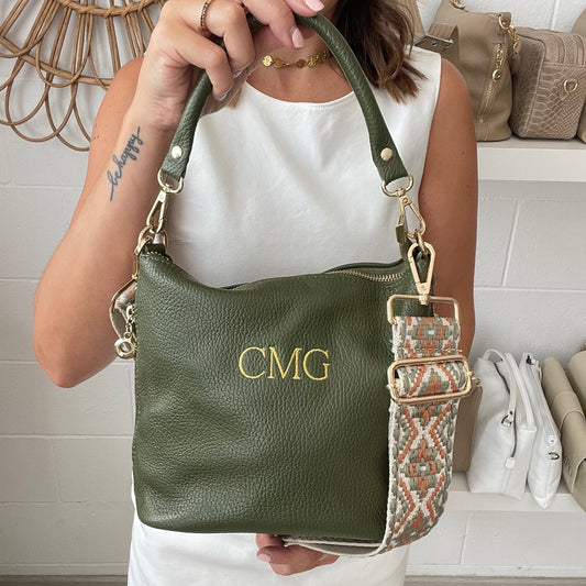 Saca cremalleras de piel personalizada - Color caqui