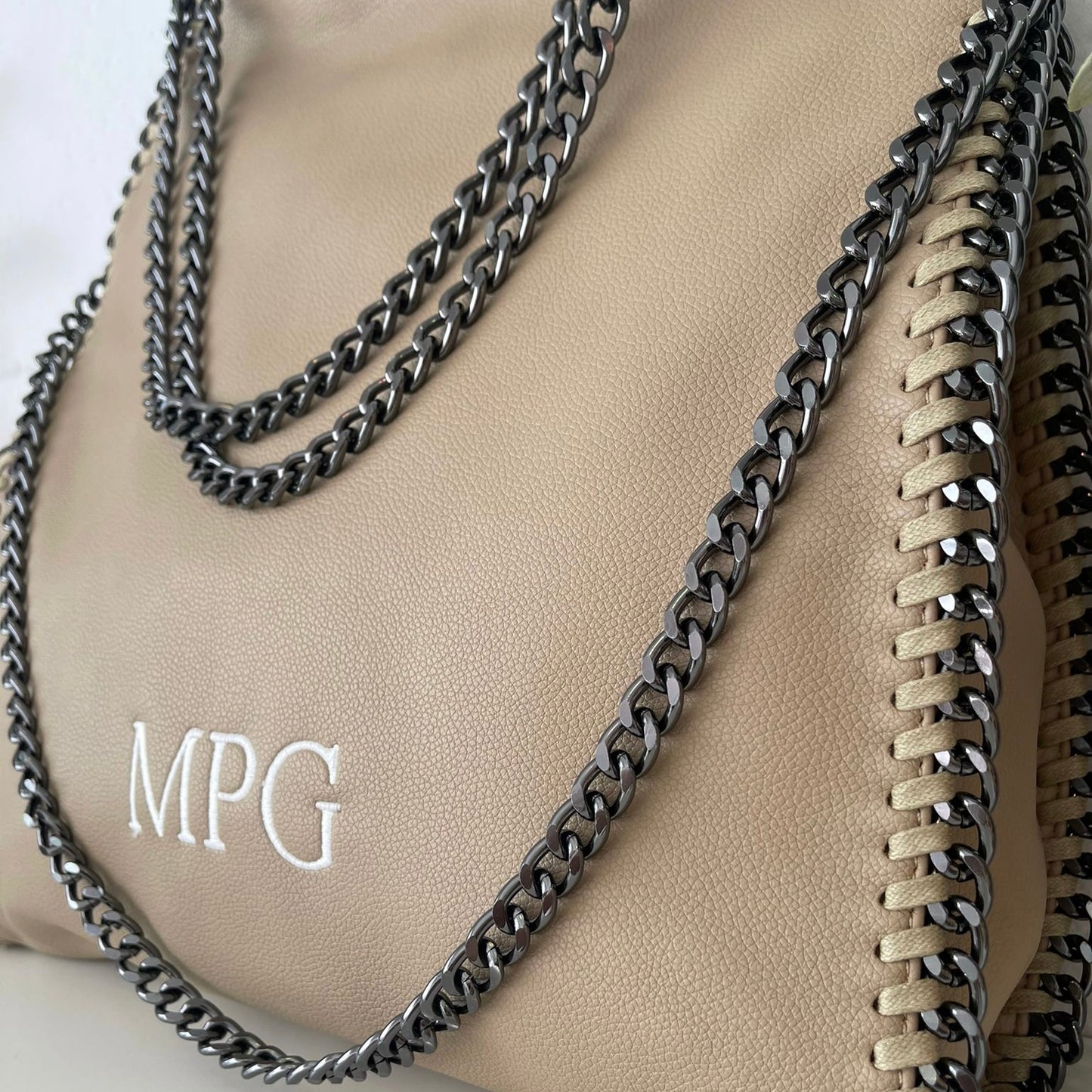 Bolso stella efecto piel personalizado iniciales - color taupe