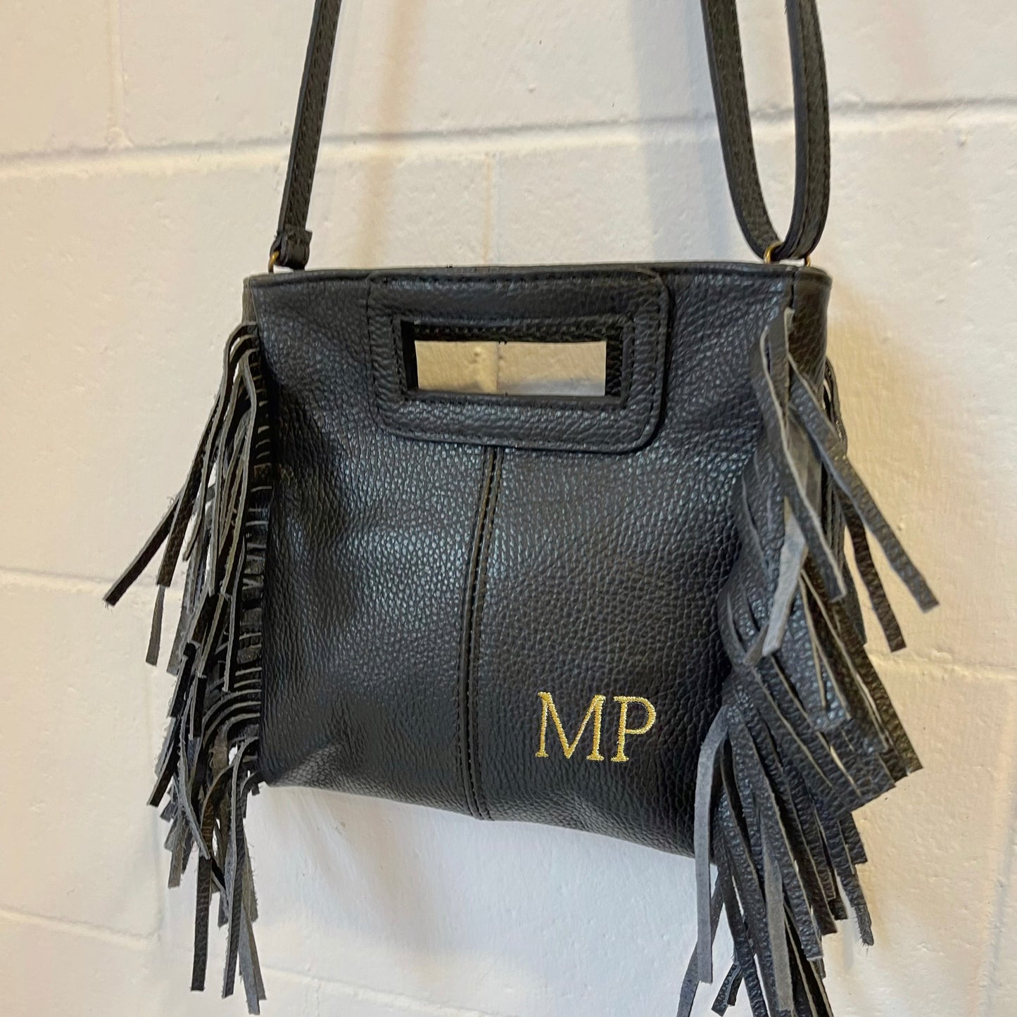Bolso flecos piel personalizado - Color negro