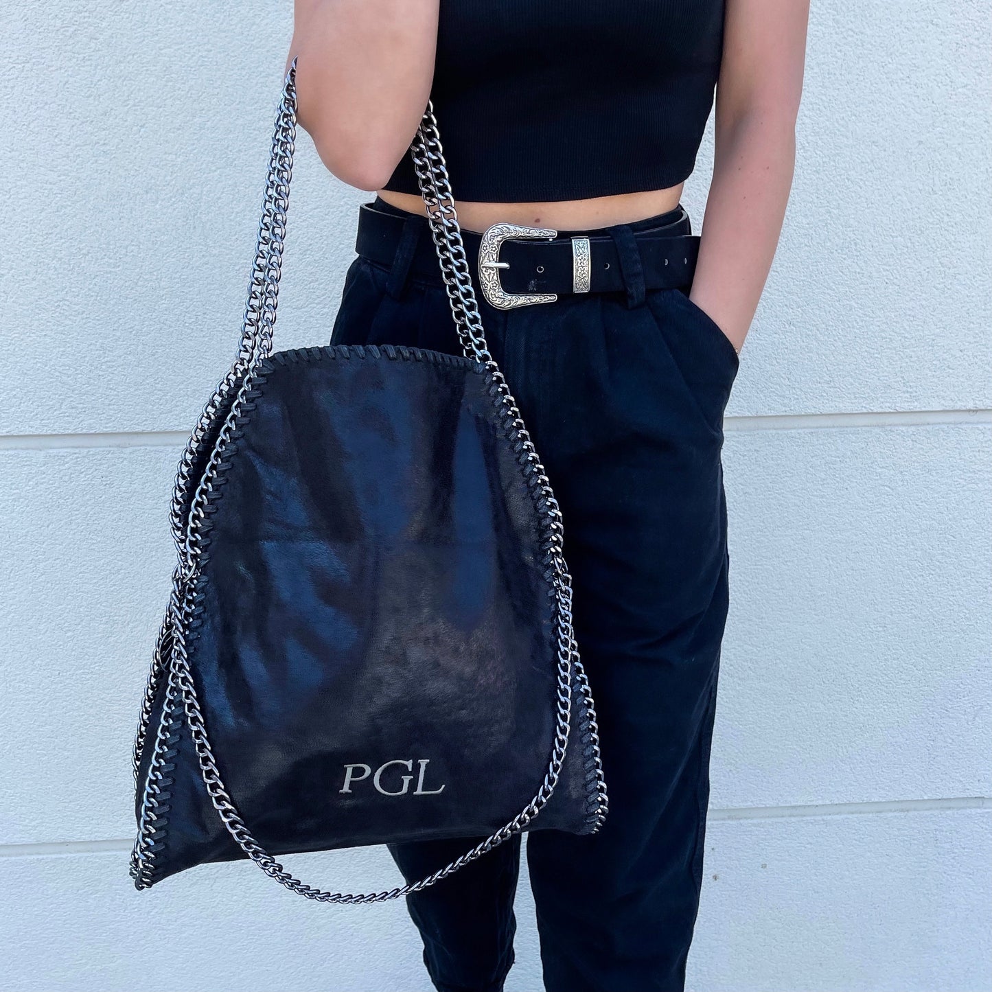 Bolso stella personalizado iniciales - negro