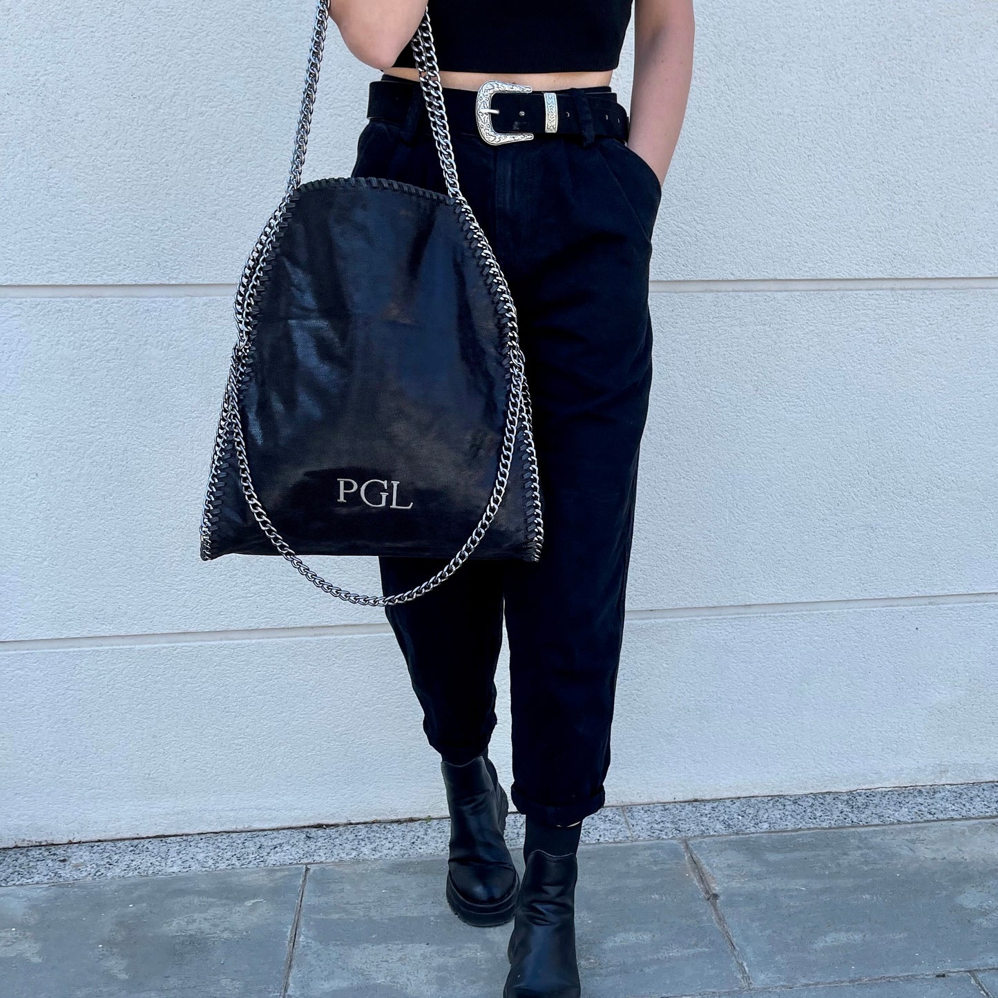 Bolso stella personalizado iniciales - negro