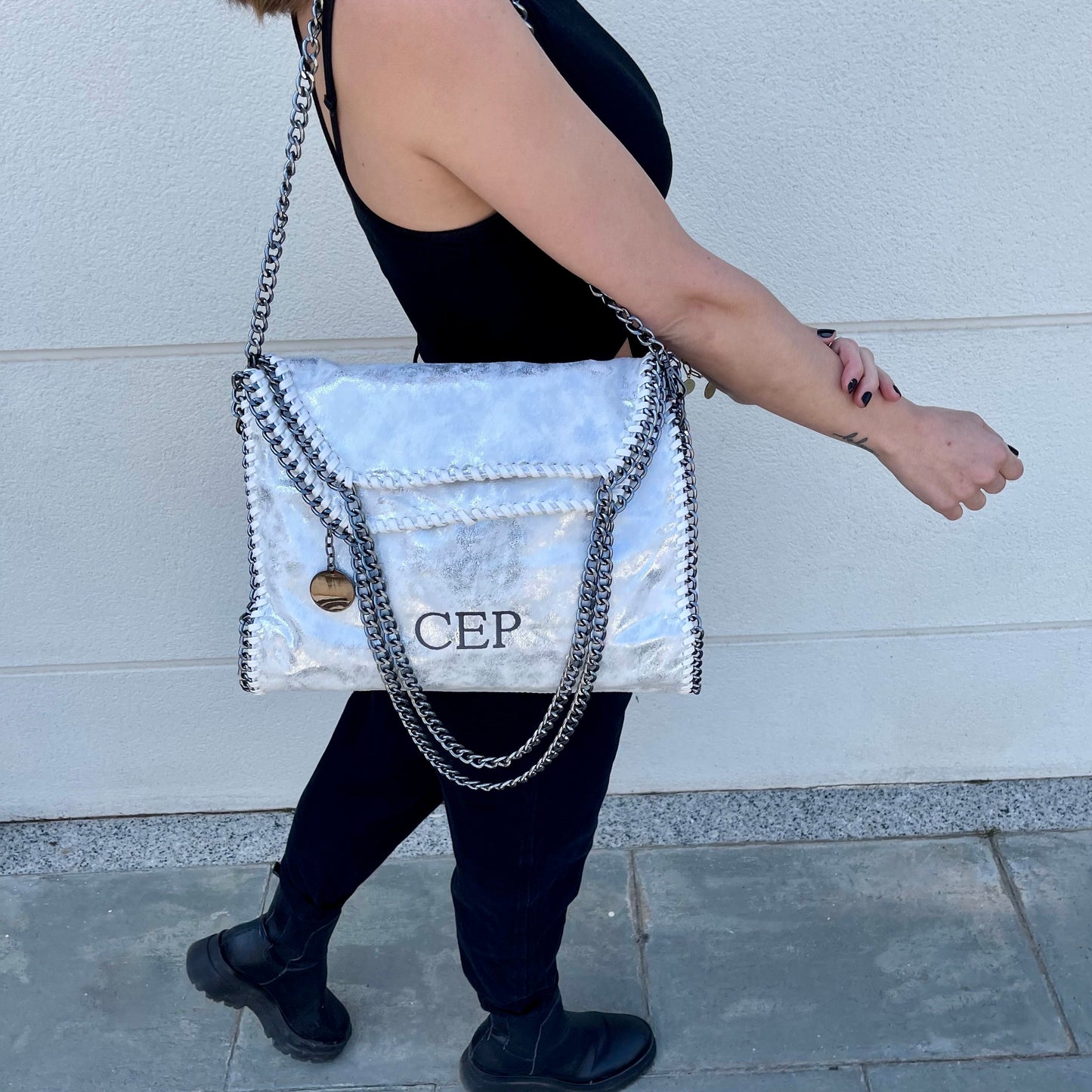 Bolso stella personalizado iniciales - plata