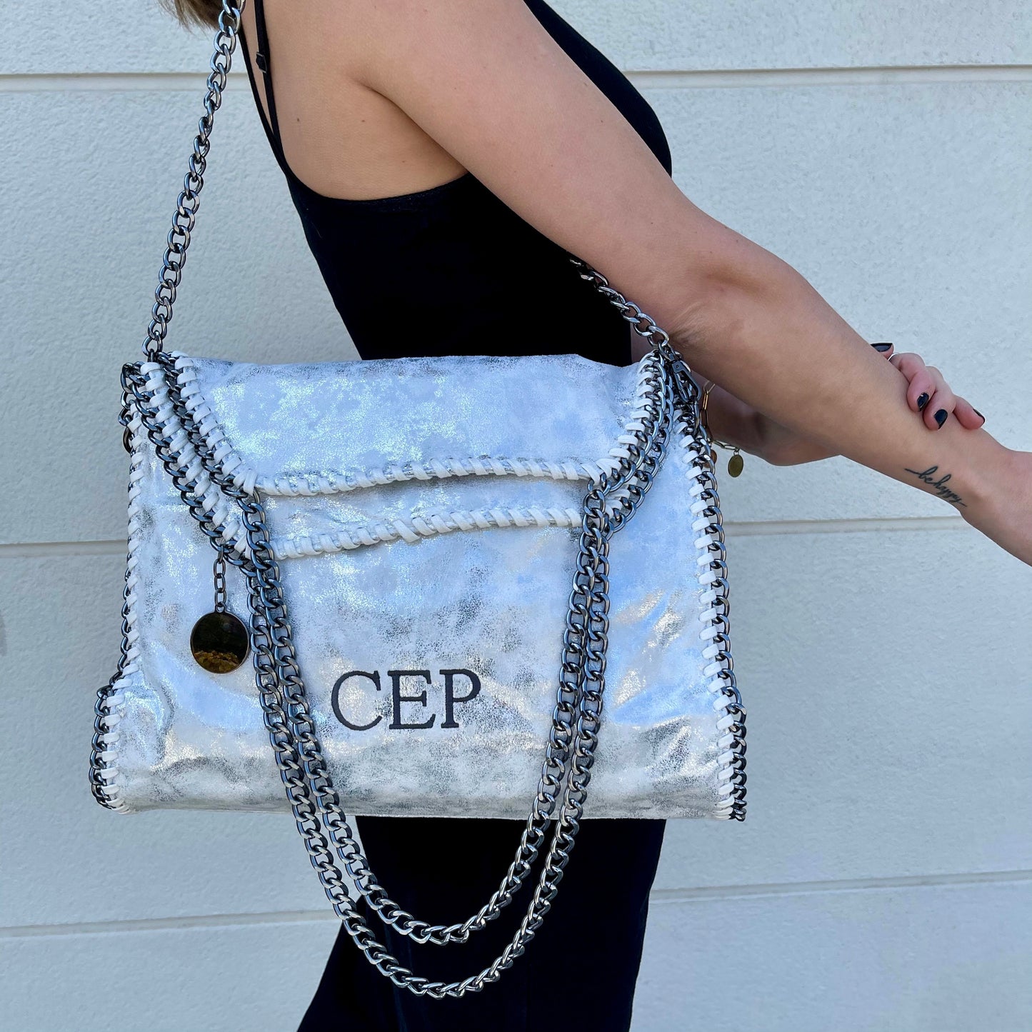 Bolso stella personalizado iniciales - plata