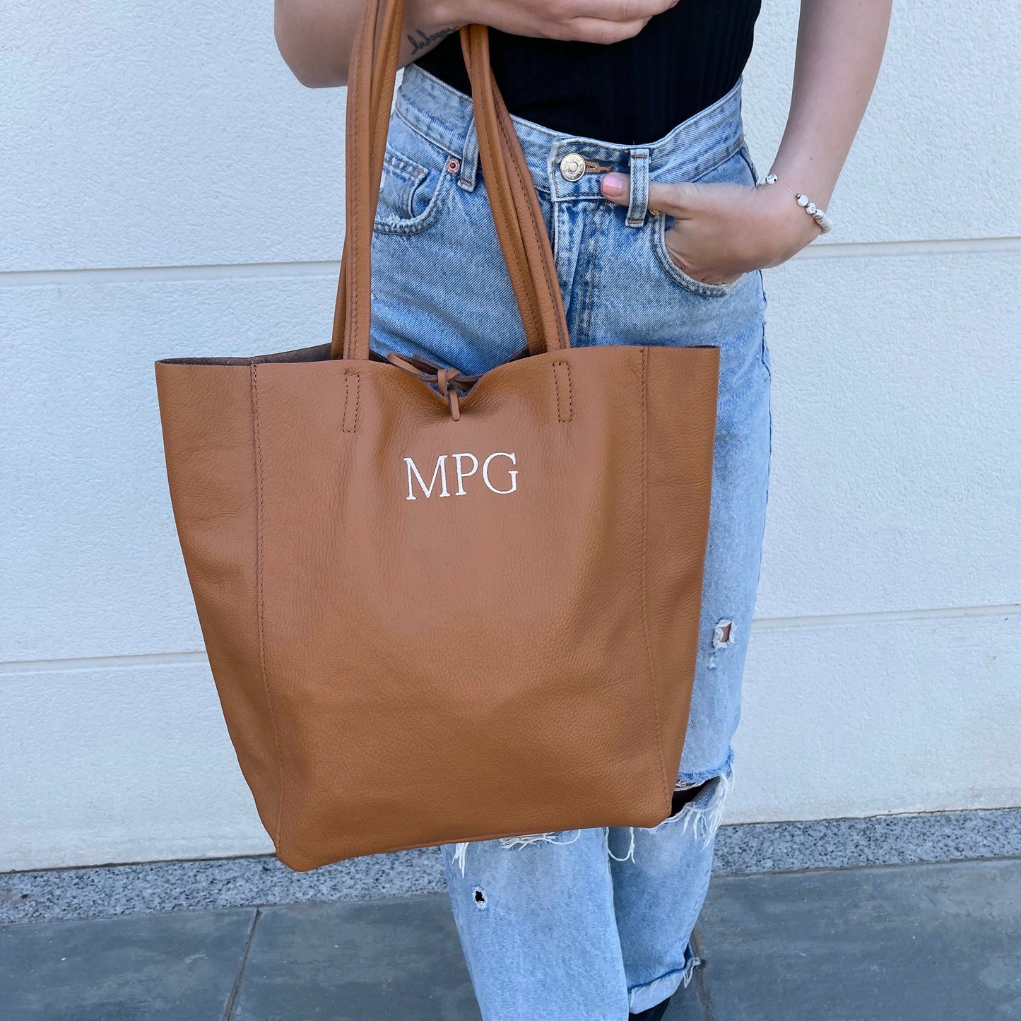 Shopper total de piel personalizado - Camel