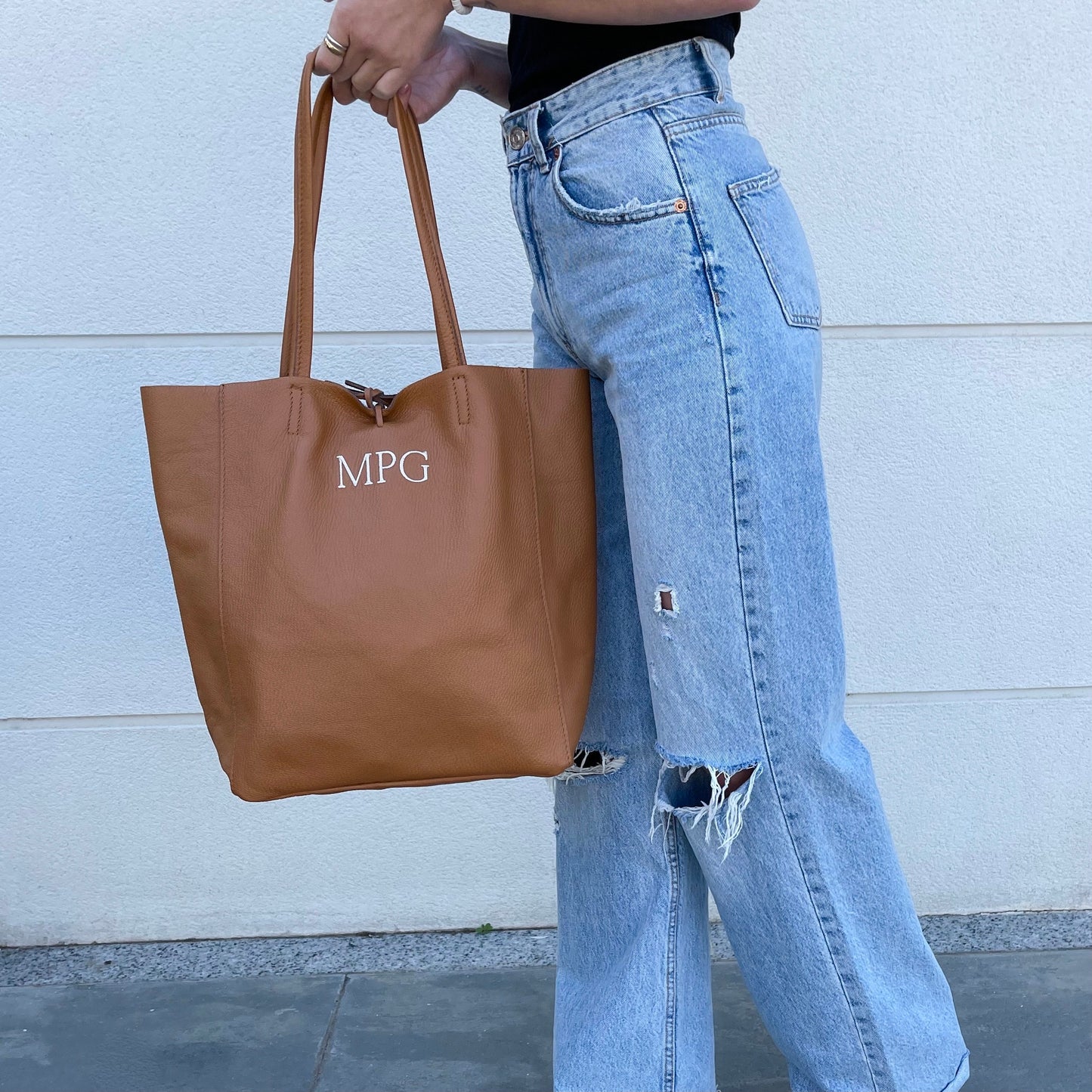 Shopper total de piel personalizado - Camel