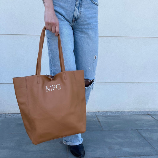 Shopper total de piel personalizado - Camel