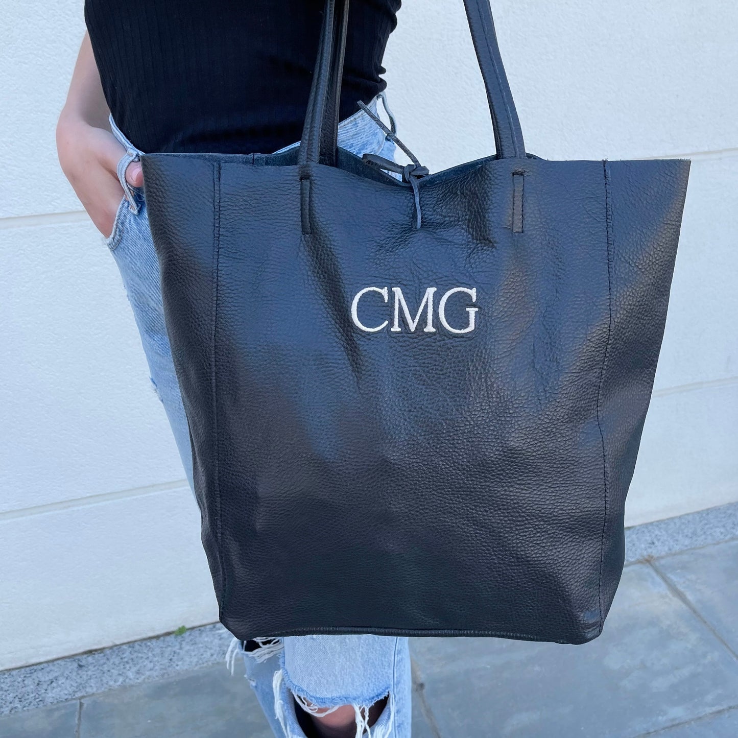 Shopper total de piel personalizado - Negro