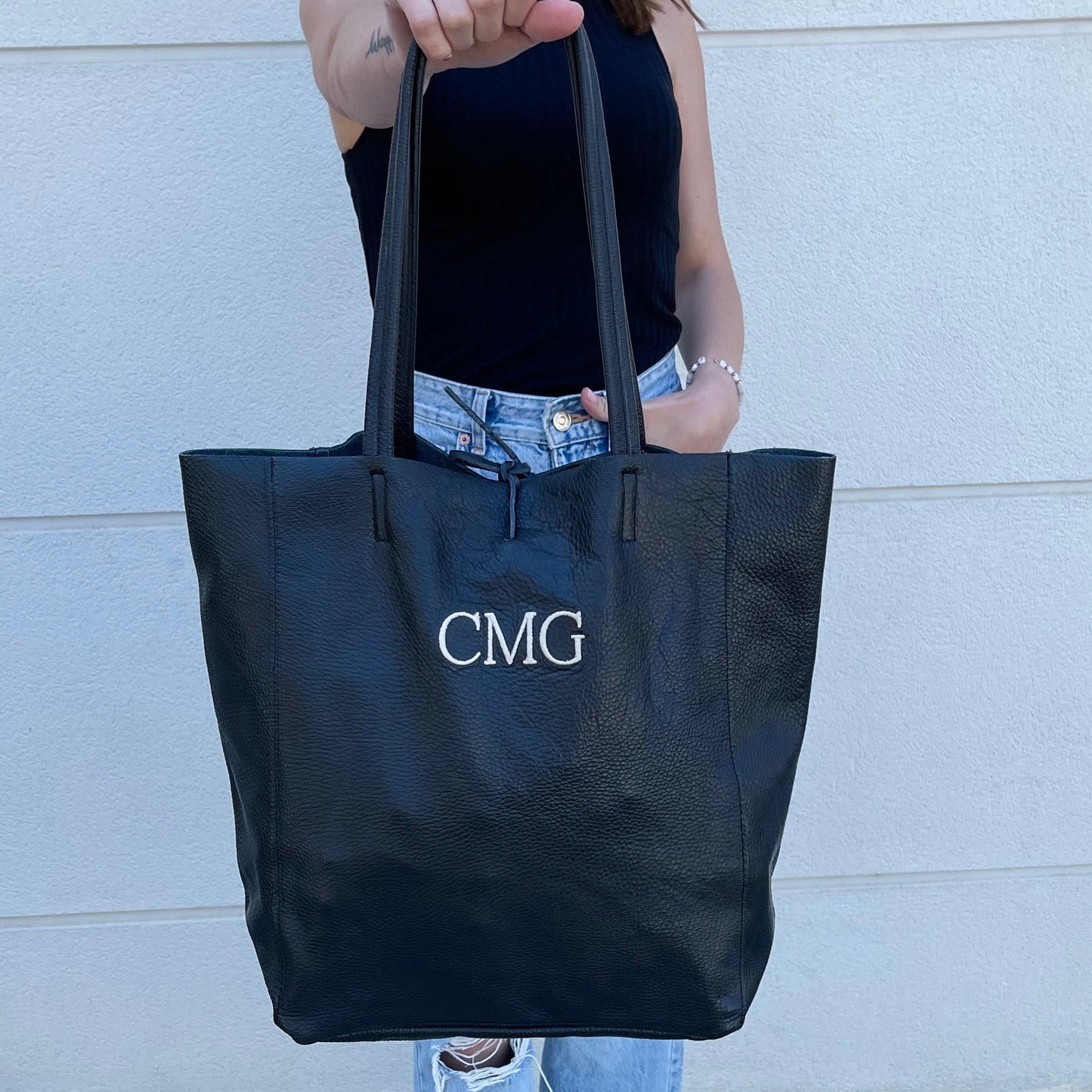 Shopper total de piel personalizado - Negro