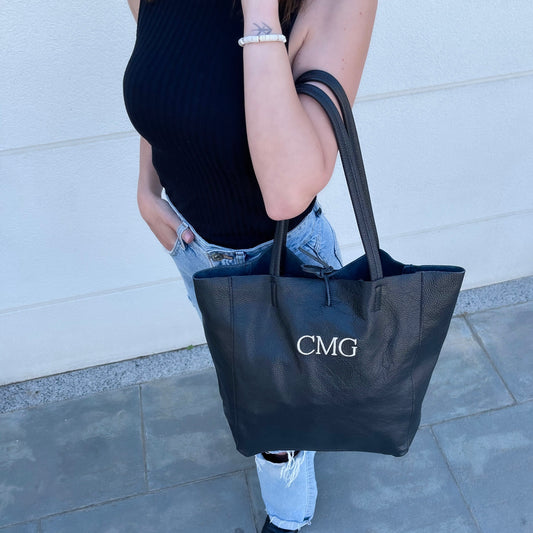 Shopper total de piel personalizado - Negro