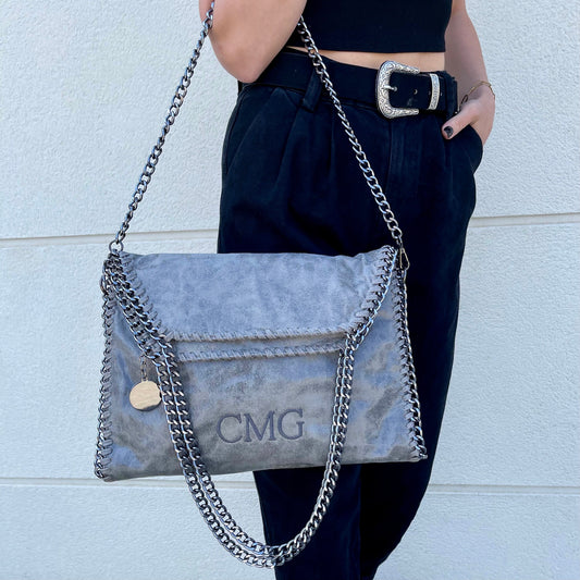Bolso stella personalizado iniciales - gris