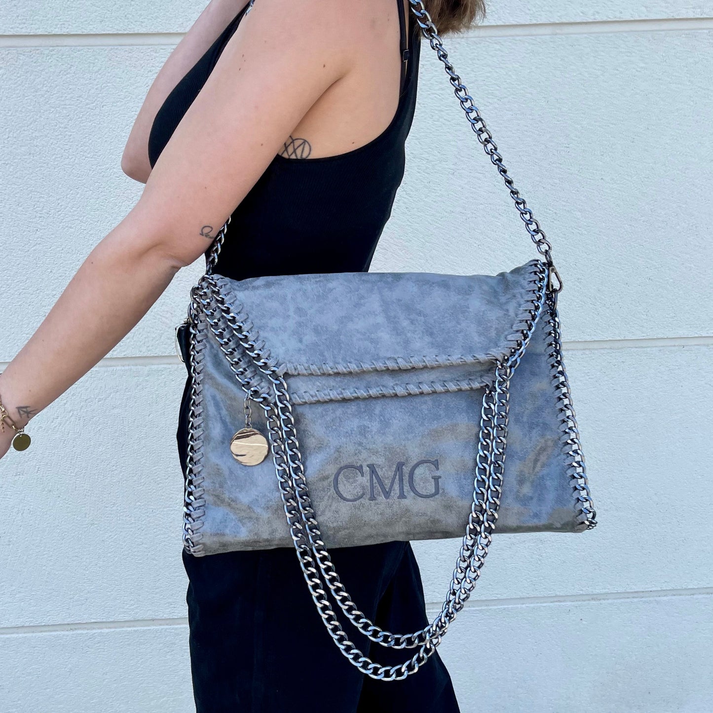 Bolso stella personalizado iniciales - gris