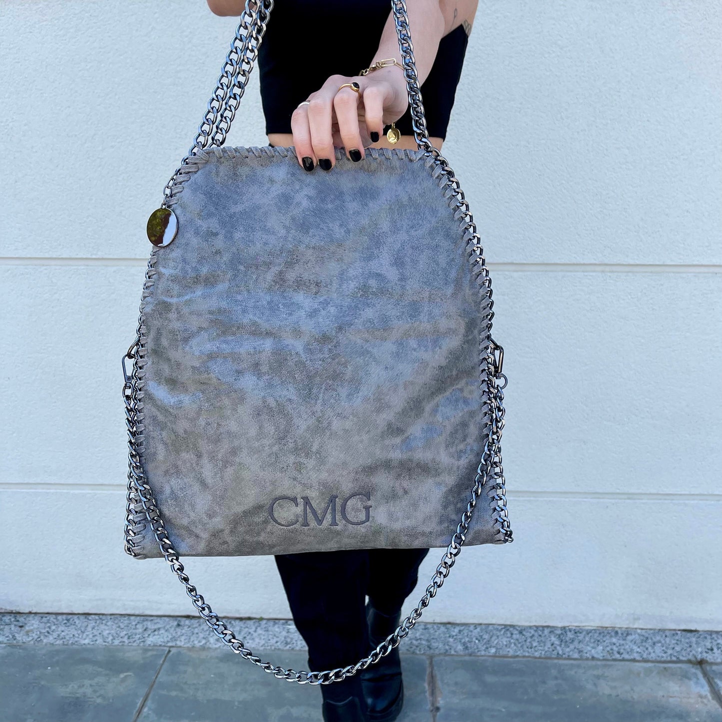 Bolso stella personalizado iniciales - gris